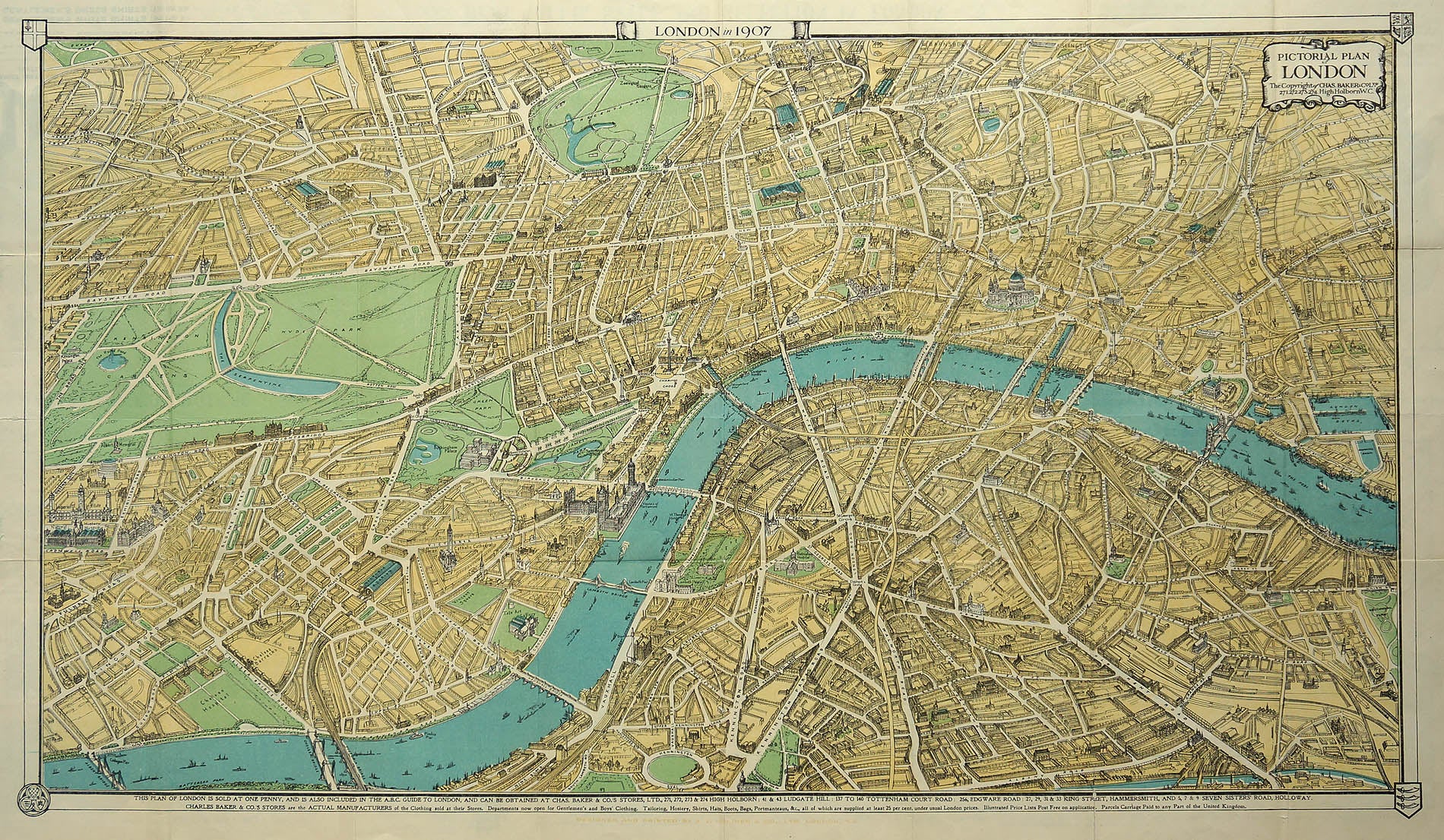 (UK-London) Pictorial Plan of London