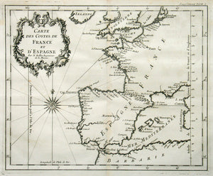 Carte Des Costes De France et D'Espagne