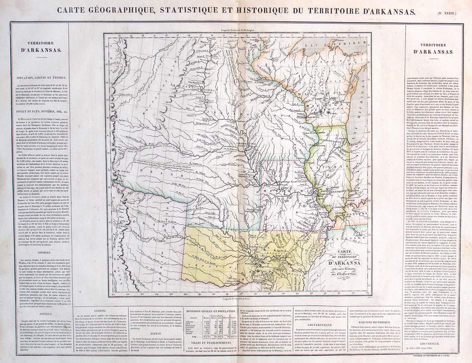 Carte Du Territoire D'Arkansa et des autres Territoires Des Etat
