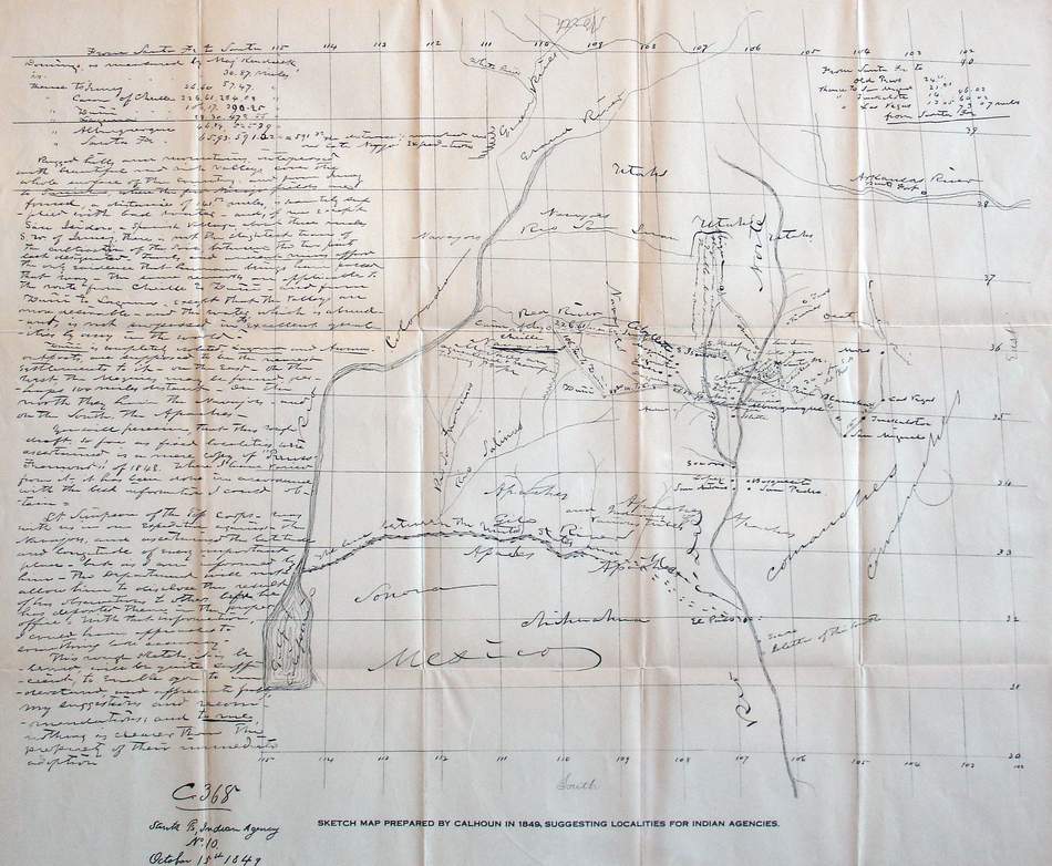 Sketch Map Prepared by Calhoun in 1849 Suggesting Localities for