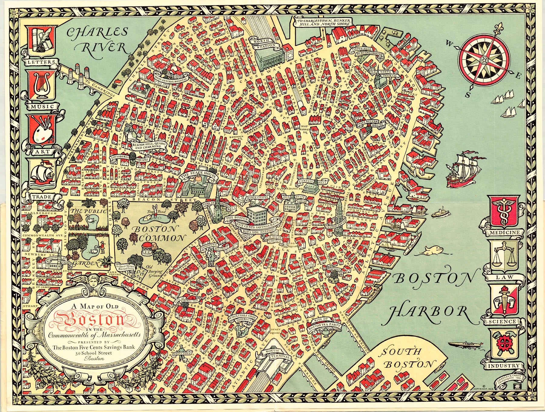 (MA.-Boston) A Map of Old Boston