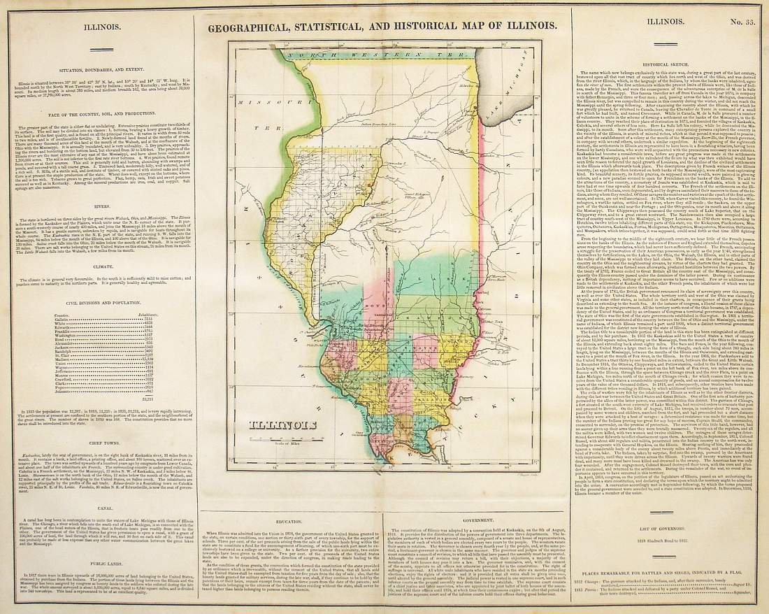 (Illinois) Geographical, Statistical And Historical Map of Illin