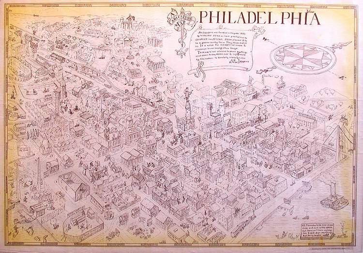A Caricature Map of Philadelphia