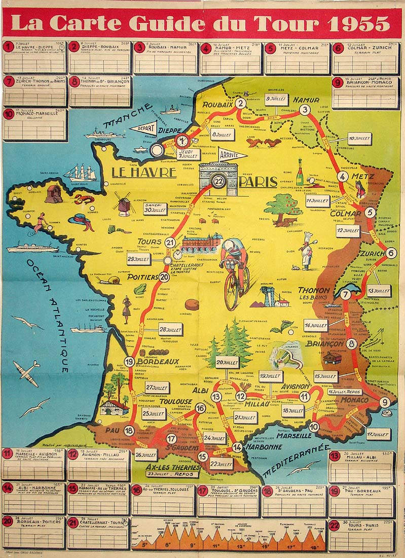 La Carte Guide Du Tour 1955