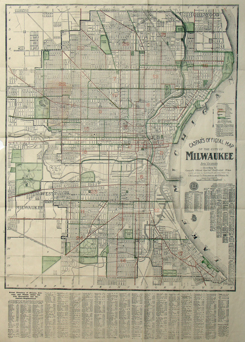 (WI.-Milwaukee) Caspar's Official Map of... Milwaukee