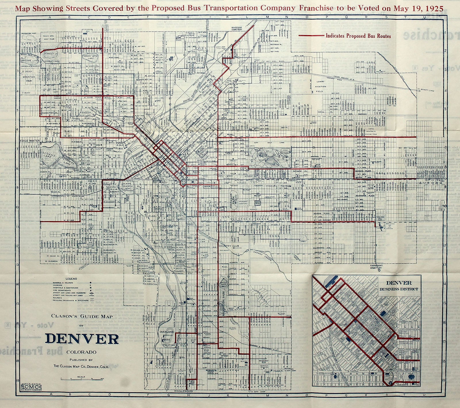 (Colorado - Denver)  Clason's Guide Map...