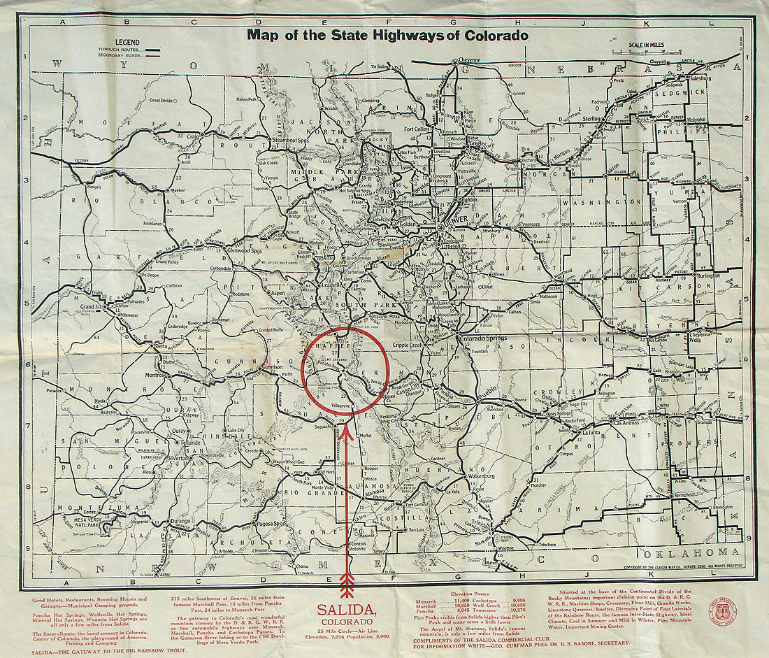 (CO.) Map of the State Highways of Colorado