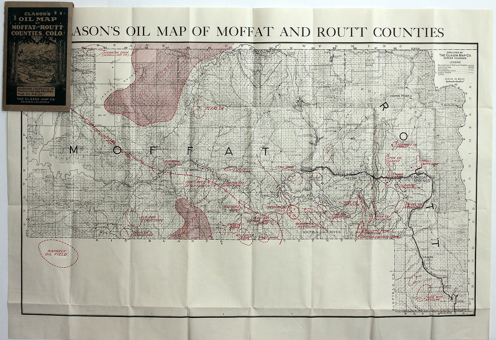 (CO. - Moffat, Routt Counties) Clason's Oil Map of