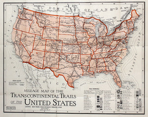 (US) Mileage Map Of The Transcontinental...