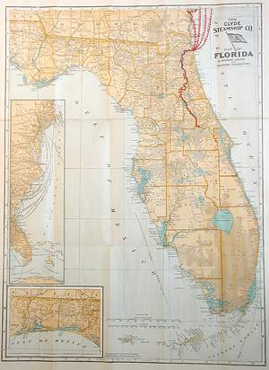 Map of Florida Showing Routes and Railroad Connections