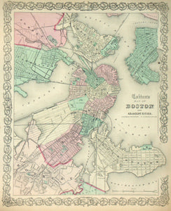 (MA. - Boston) Colton's Map of Boston and Adjacent Cities