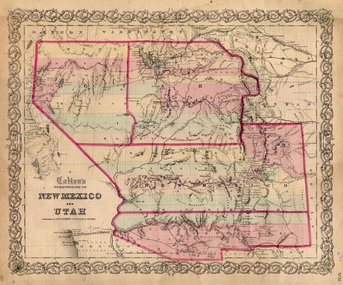 (Southwest) Colton's Territories of New Mexico and Utah – The Old Map ...