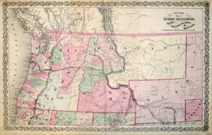 (West) Map of Oregon, Washington, Idaho, British Columbia & Mont