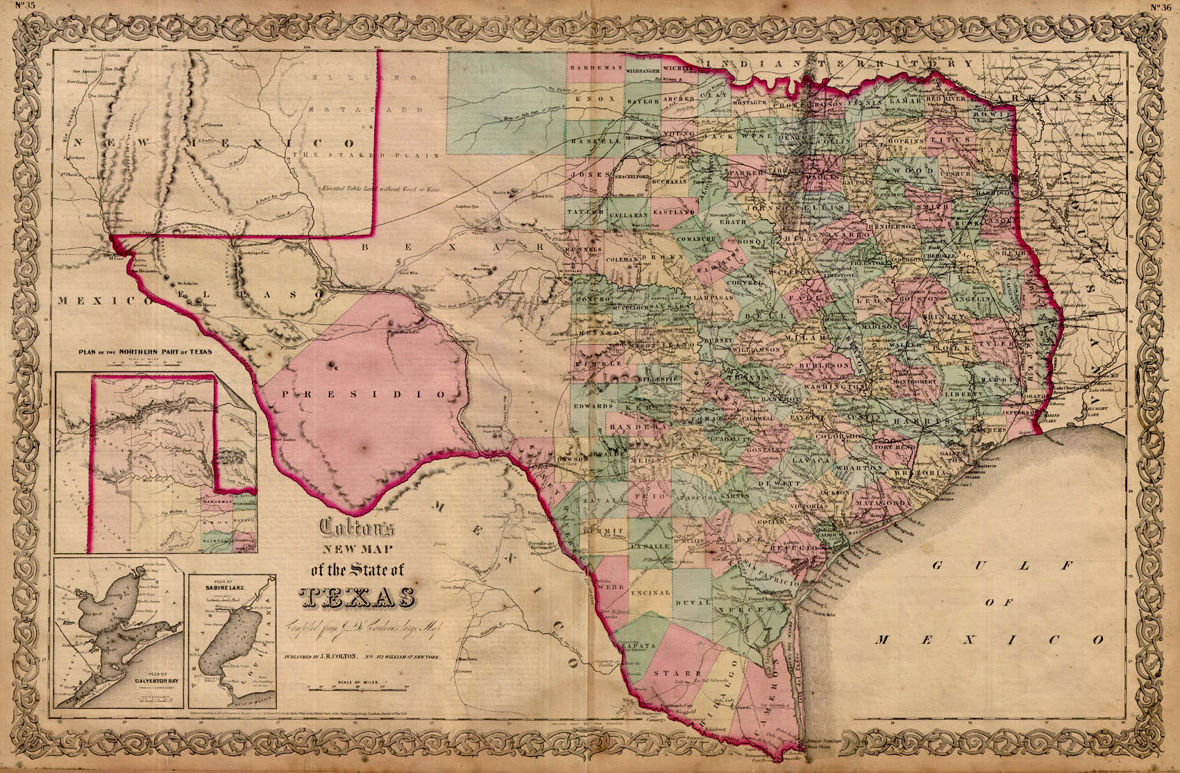 (TX.) Colton's New Map of the State of Texas
