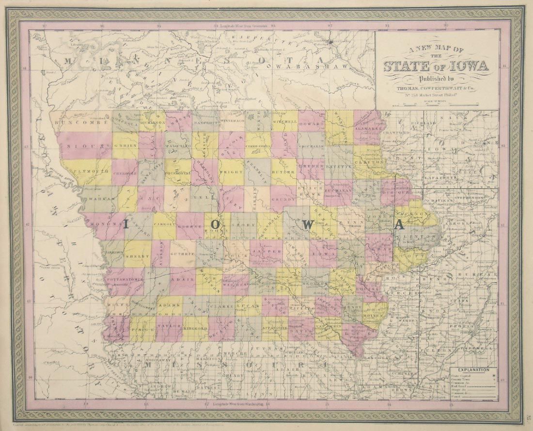(Iowa) A New Map of The State of Iowa