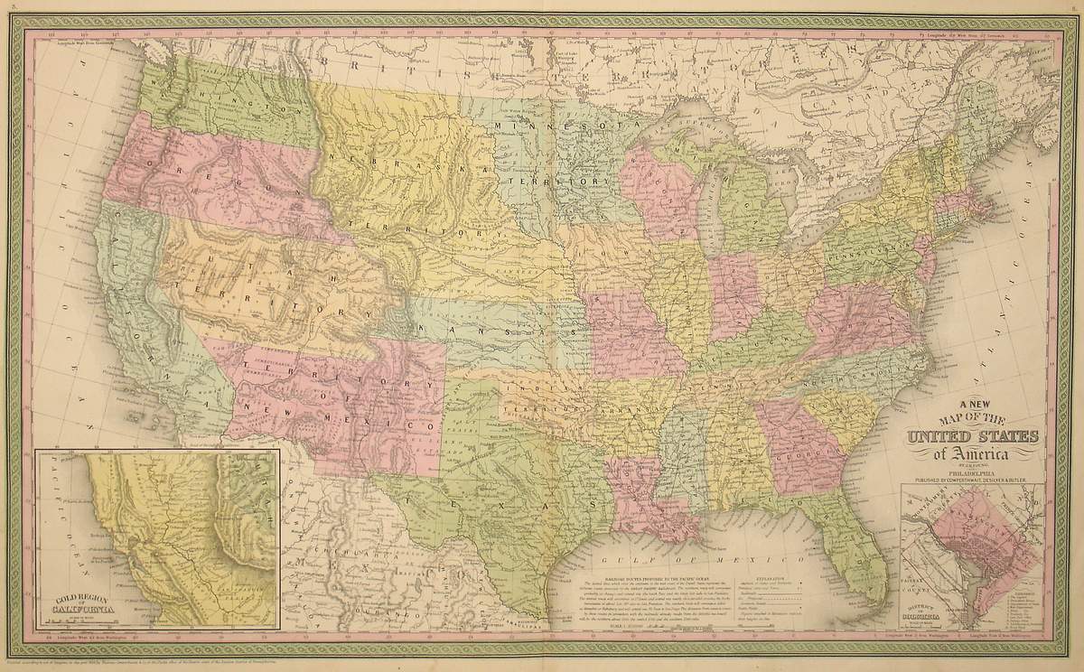 (United States) A New Map of the United States of America by J.H