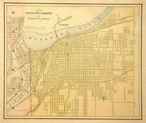 Map of Kansas City, Missouri and Kansas City, Kansas