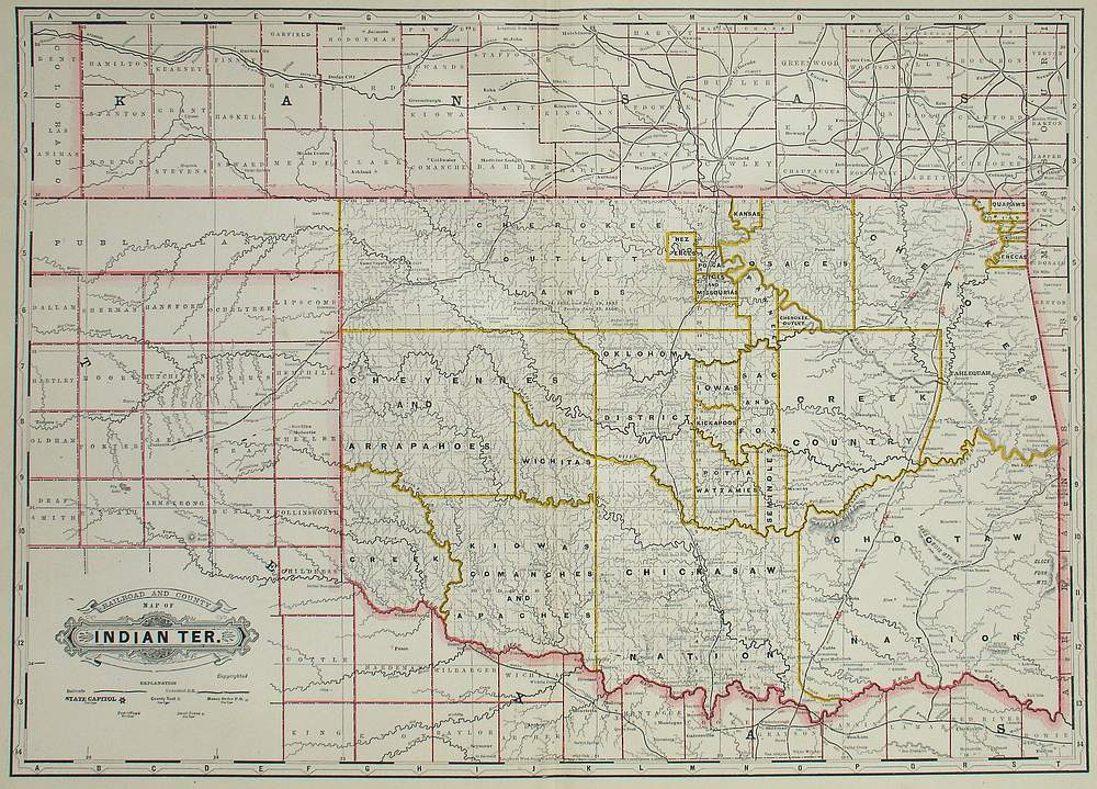 (Oklahoma) Railroad and County Map of Indian Territory – The Old Map ...
