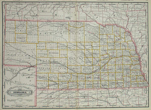 (Nebraska)  Railroad and County Map of Nebraska