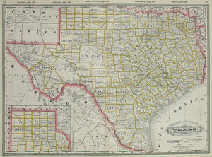(Texas)  Railroad and County Map of Texas