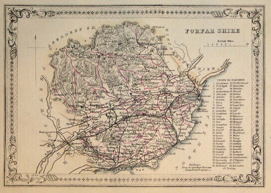 Forfar Town Map Forfar Shire – The Old Map Gallery