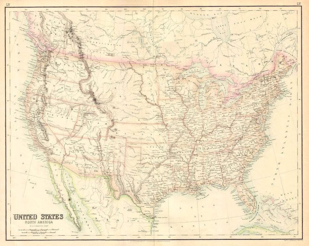 United States map with western territories nebraska territory, kansas territory, Utah territory, New Mexico Territory, Arizona Territory