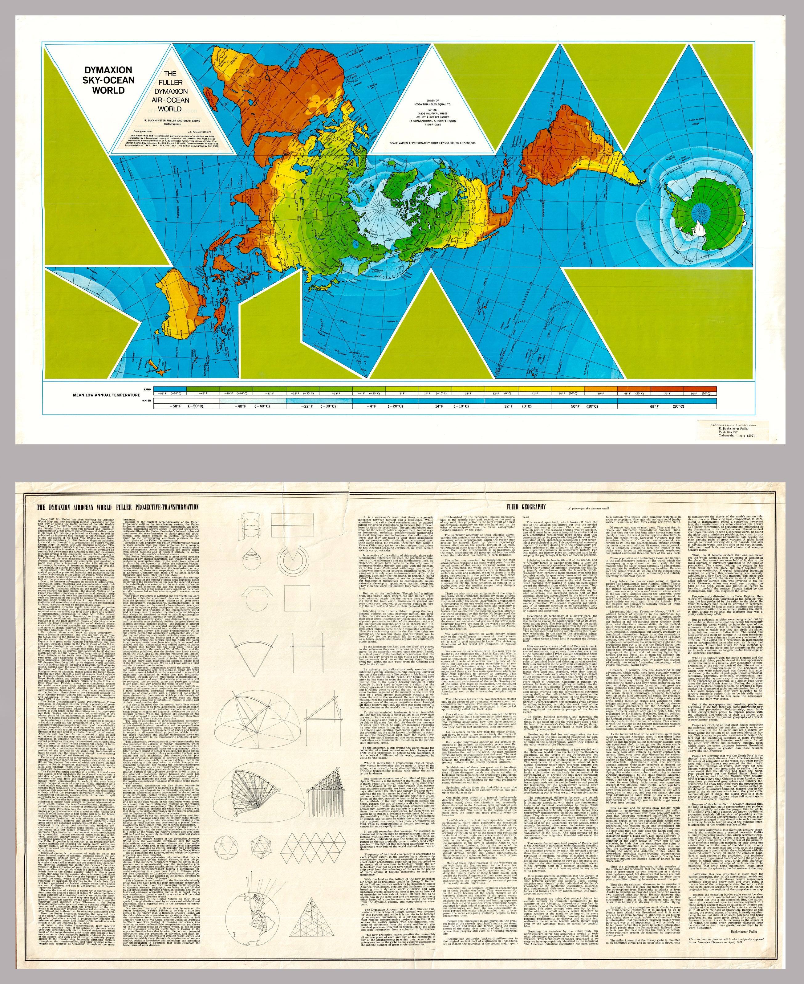 Dimaxian Map (World) The Fuller Dymaxion Air-Ocean World – The Old Map Gallery