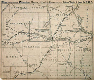 (Kansas) Map showing location of Pottawattamie Reserve...