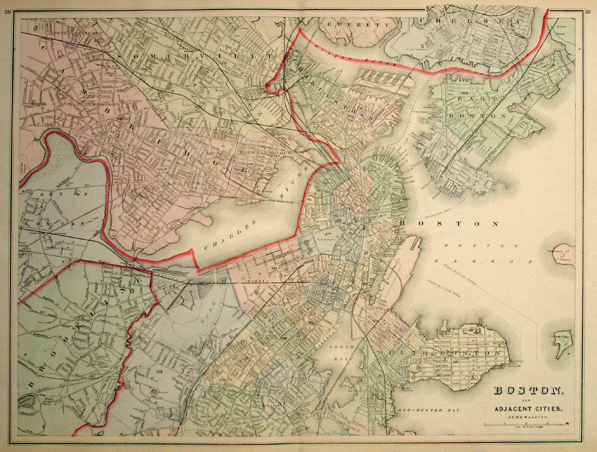 Boston Over Timemap Boston and Adjacent Cities. – The Old Map Gallery