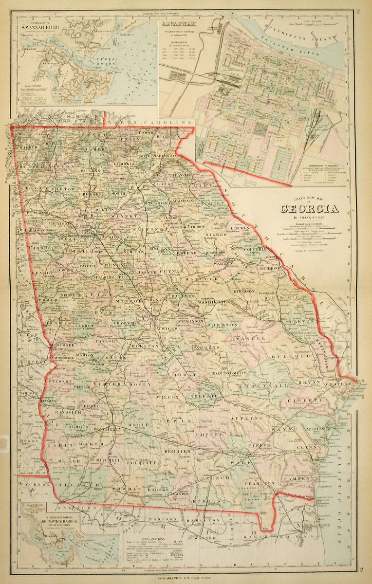 (GA) Gray's New Map of Georgia