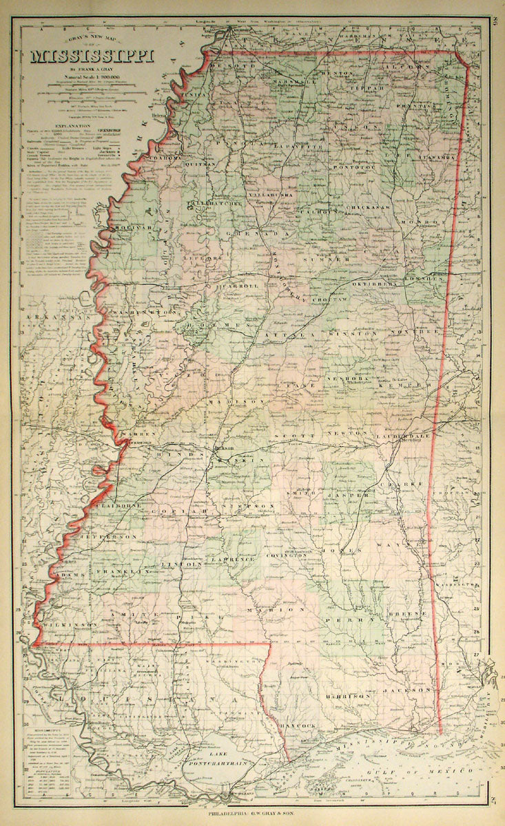 Gray's New Map of Mississippi