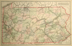 Gray's Railroad and County Map of Pennsylvania