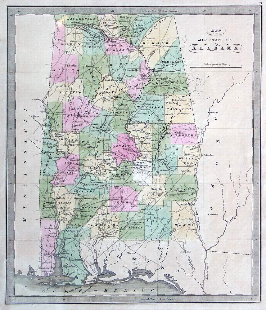 (Alabama) Map of the State of Alabama
