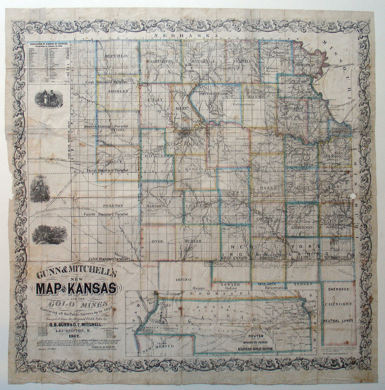 (CO. - KS.) New Map of Kansas