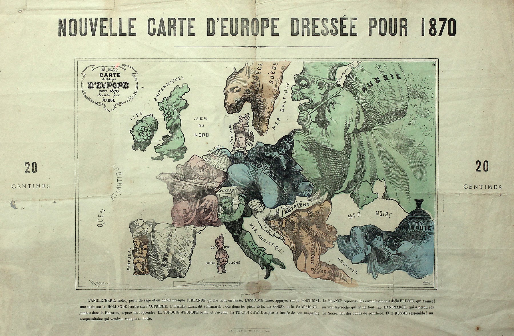 (Europe) Carte drolatique D' Europe pout 1870.