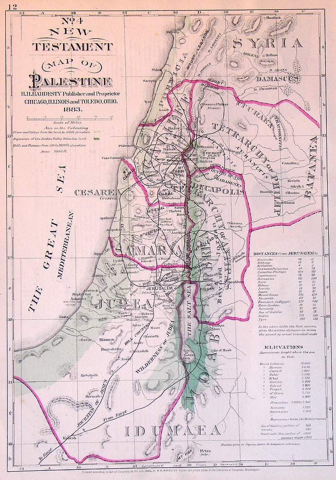 New Testament Map of Palestine – The Old Map Gallery