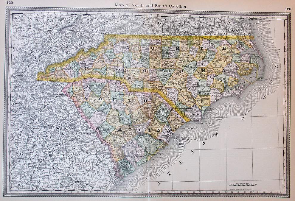 Map of North and South Carolina – The Old Map Gallery
