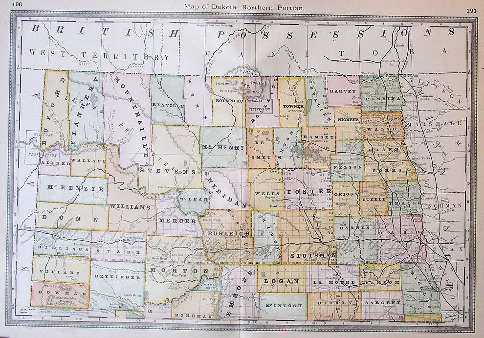 Map Of Dakota - Northern Portion