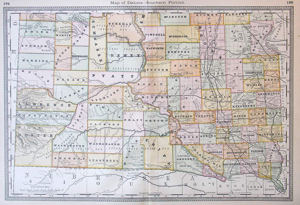 Map Of Dakota - Southern Portion