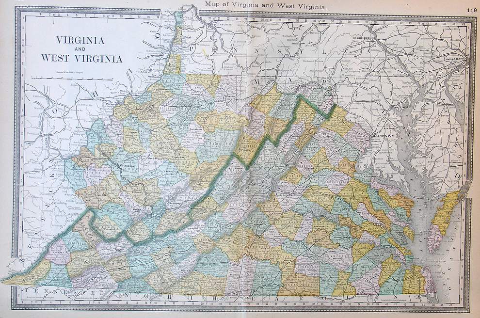 Map of Virginia and West Virginia