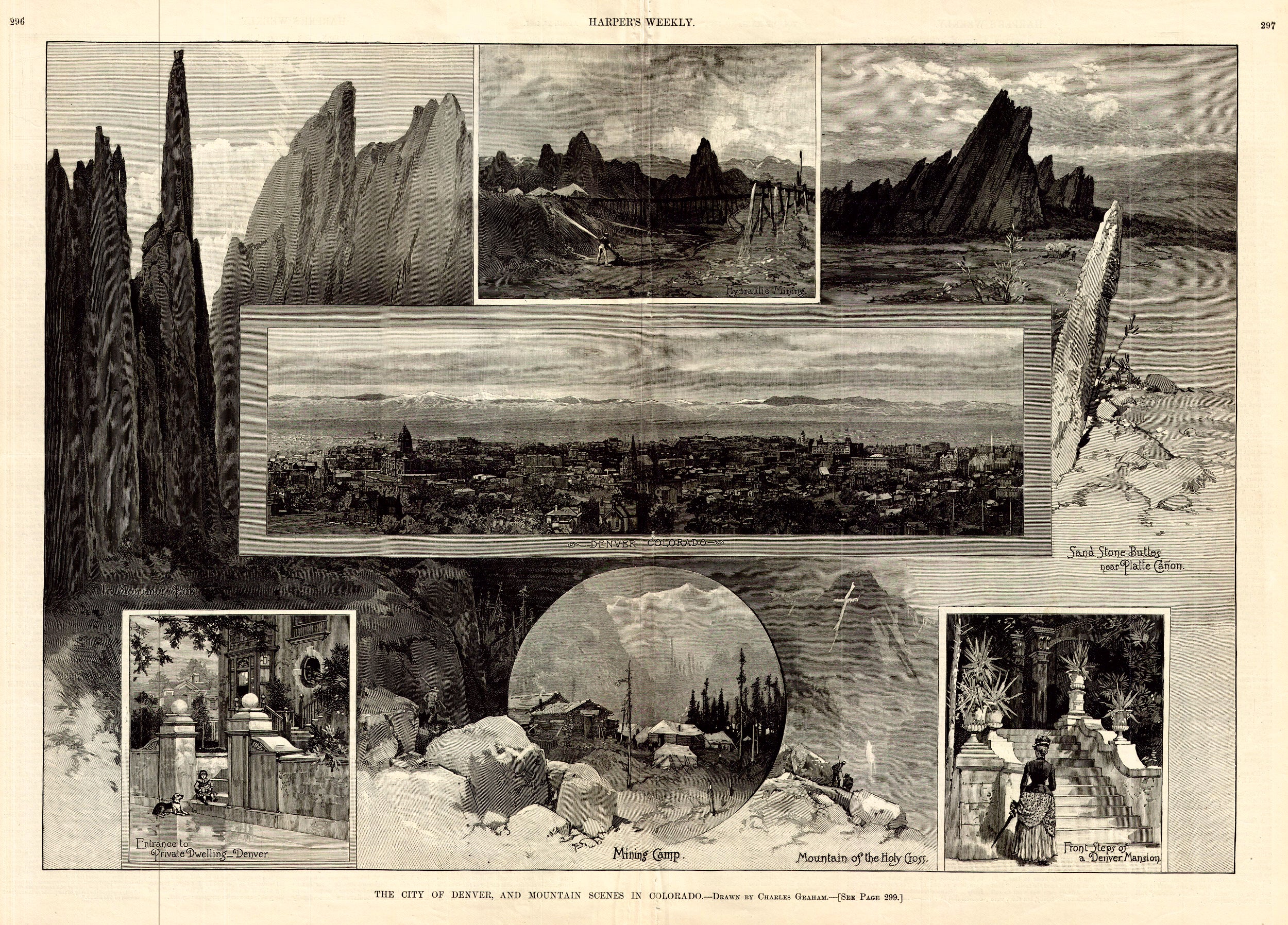 (CO. - Denver) The City of Denver, and Mountain Scenes in Colorado. - Drawn by Charles Graham