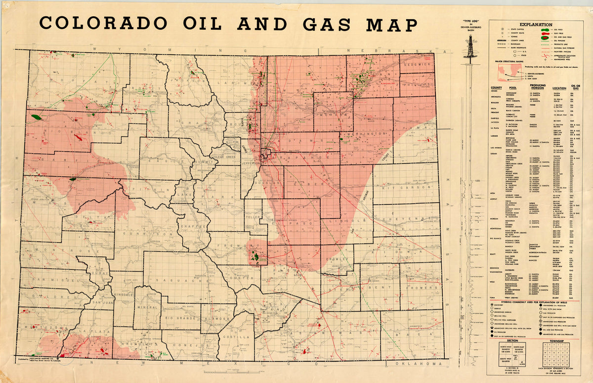 Co Oil And Gas Colorado Oil And Gas Map The Old Map Gallery
