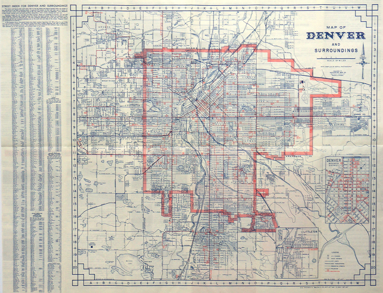 (Colorado - Denver) Map of Denver – The Old Map Gallery