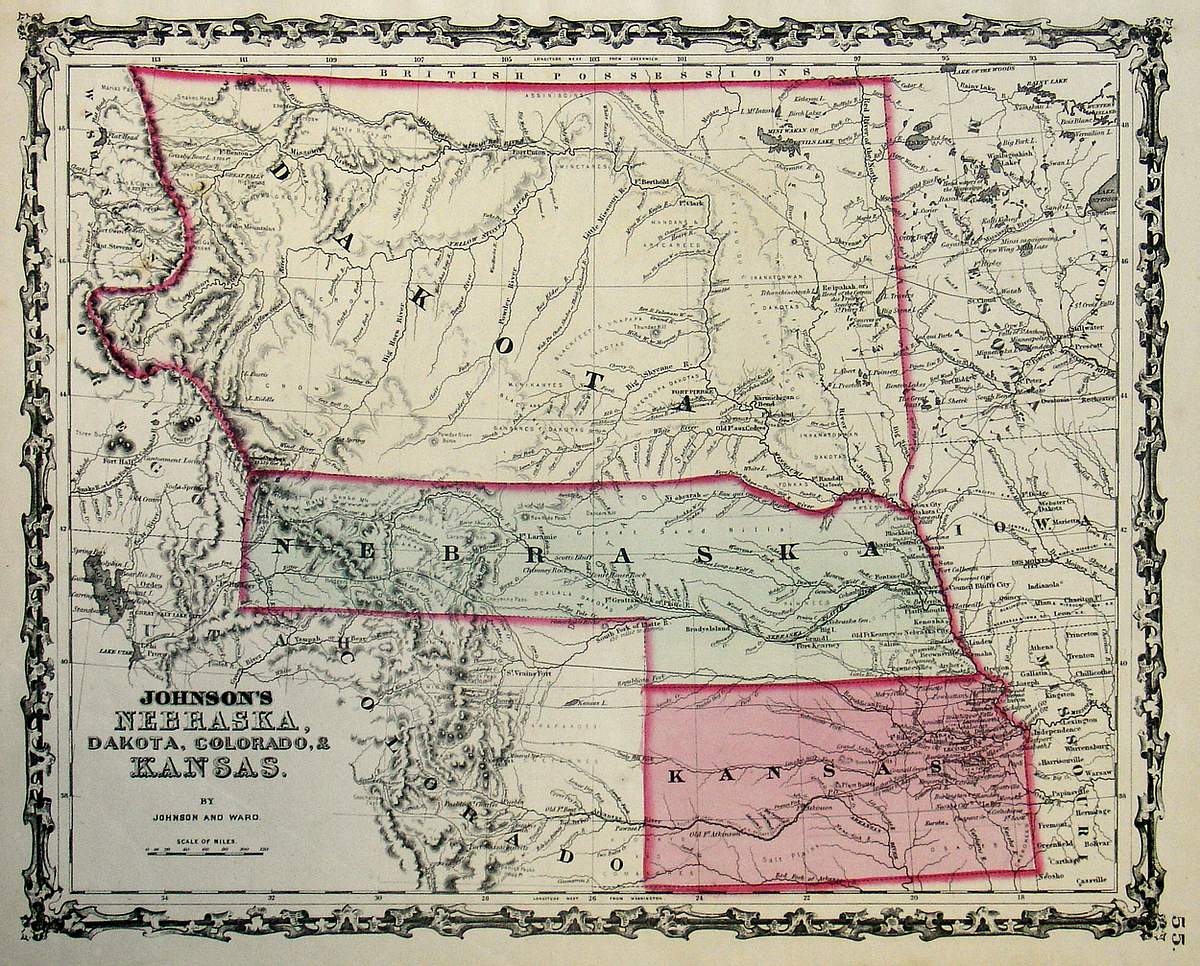 (Nebraska) Johnson's Nebraska, Dakota, Colorado, & Kansas, by Jo