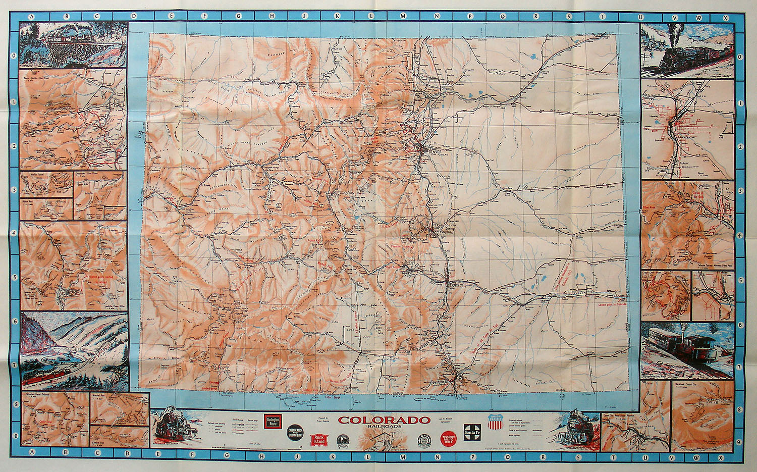 ca. 1900 map of the Colorado Midland Railway, unfortunately cropped at the  edges . circa 1900 337 Colorado Midland Railway map Stock Photo - Alamy