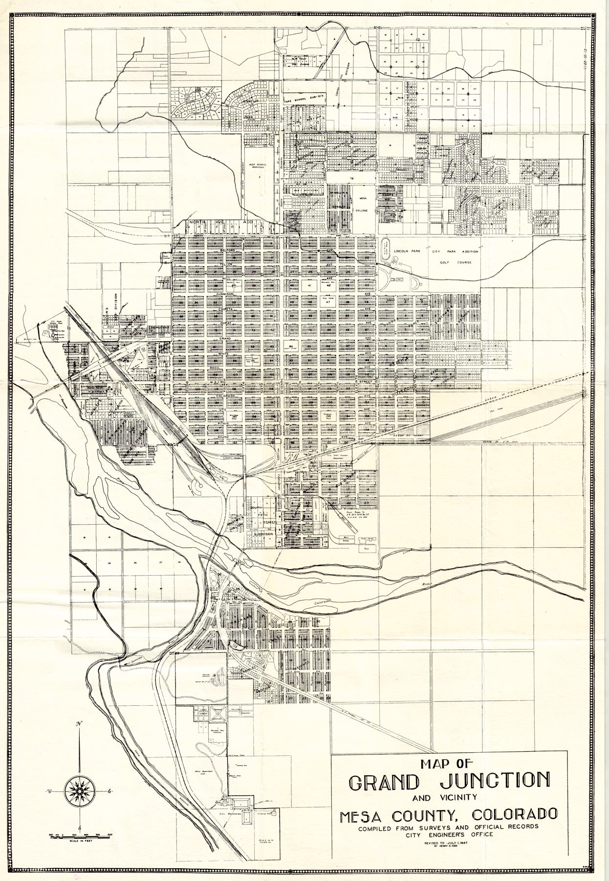 (CO.- Grand Junction) Map Of Grand Junction And Vicinity - Mesa County, Colorado...,   Kidd - C.O.C., 1947