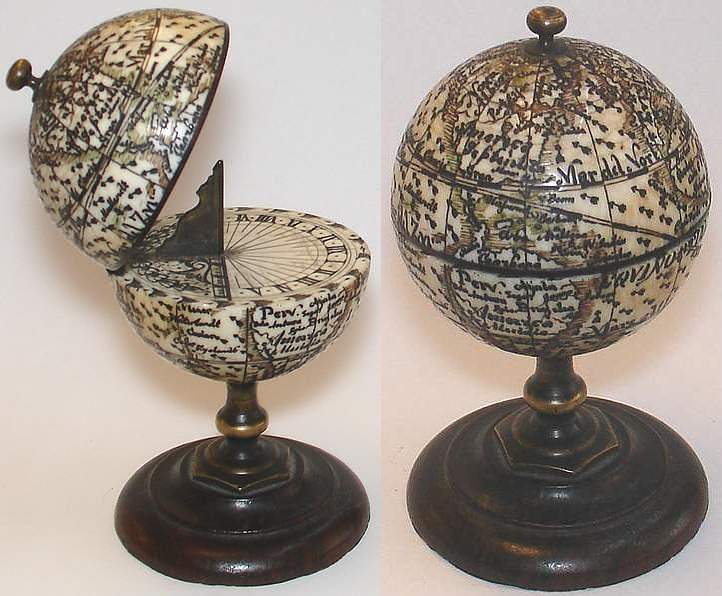 (World Globe) Miniature Scrimshaw Globe