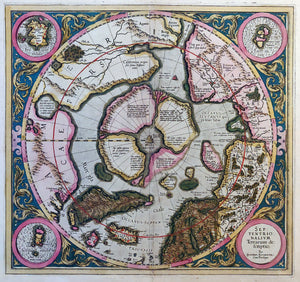 Septentrionalium Terrarum descriptio, Mercator, c. 1633 north pole map friesland map Iceland maps