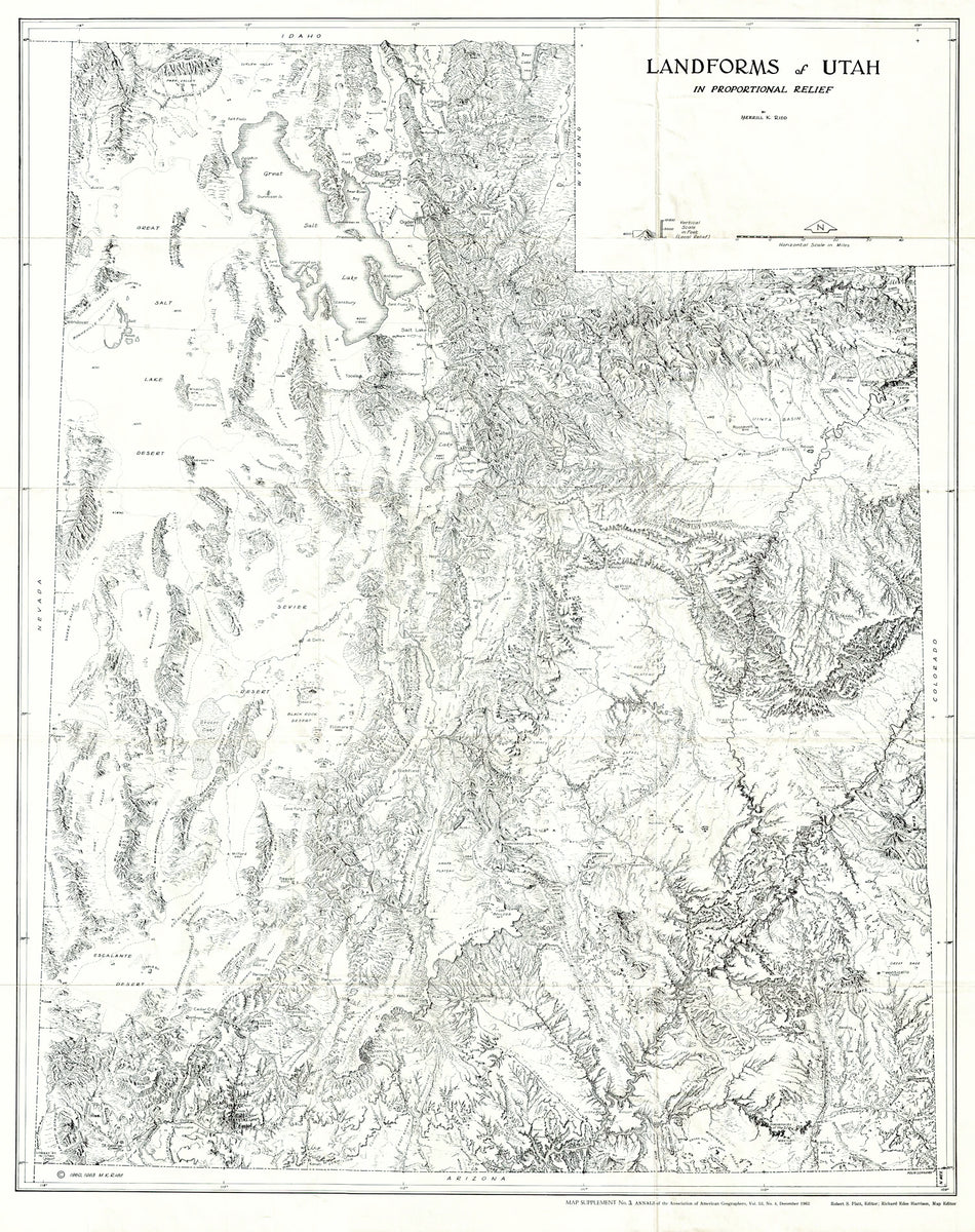 (UT) Land forms of Utah - In Proportional Relief – The Old Map Gallery