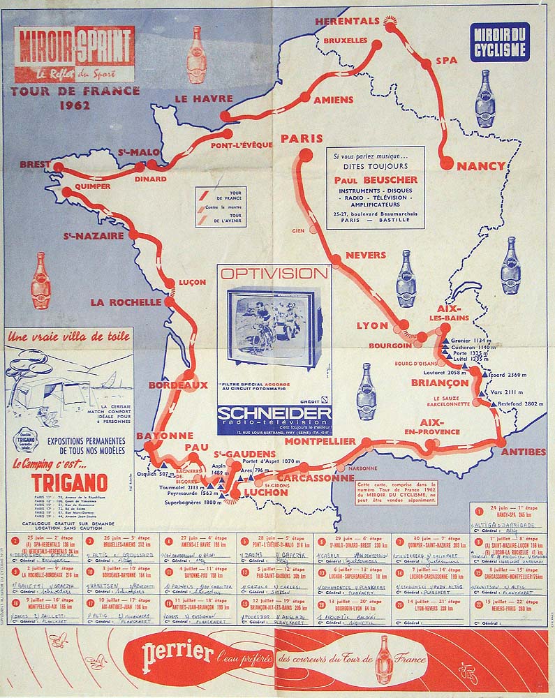 Tour De France 1962 The Old Map Gallery